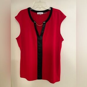 Women’s Red Dress Top. Sleeveless. Red with Black Trim. Size XL